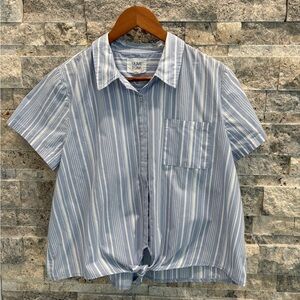 Olive & Oak Light Blue Striped Casual Shirt size L 60% cotton